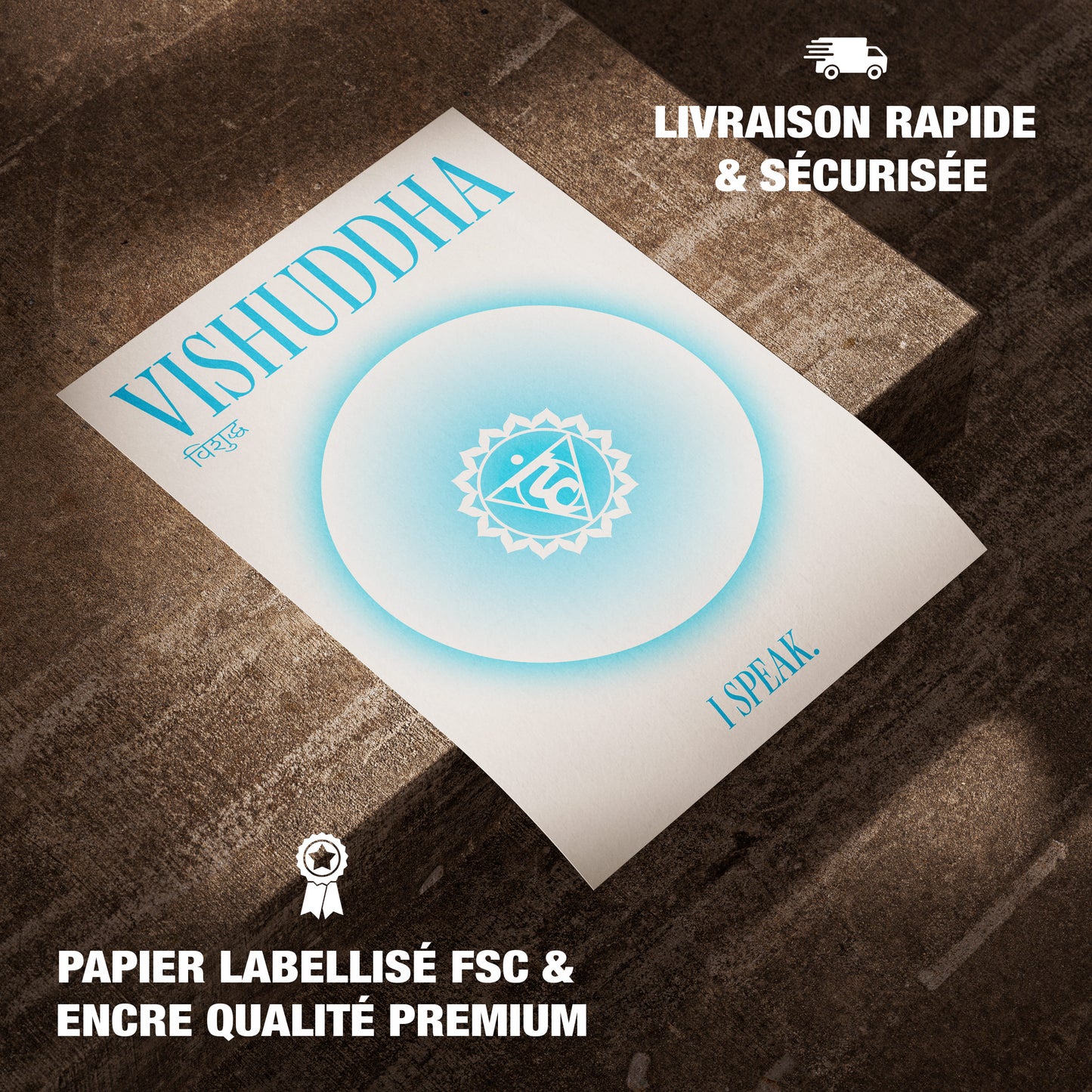 poster vishuddha affiche décorative murale zen médiation chakra de la gorge bleu minimaliste mystraal esoterique spirituel